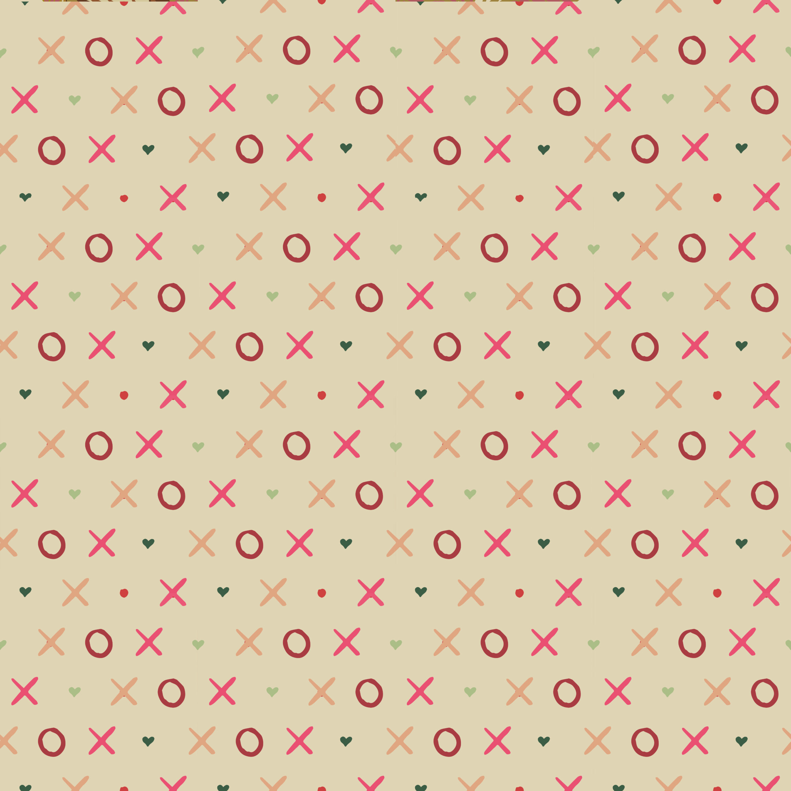 Valentines repeating pattern with alternating X's and O's or hugs and kisses.